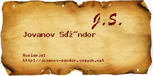 Jovanov Sándor névjegykártya